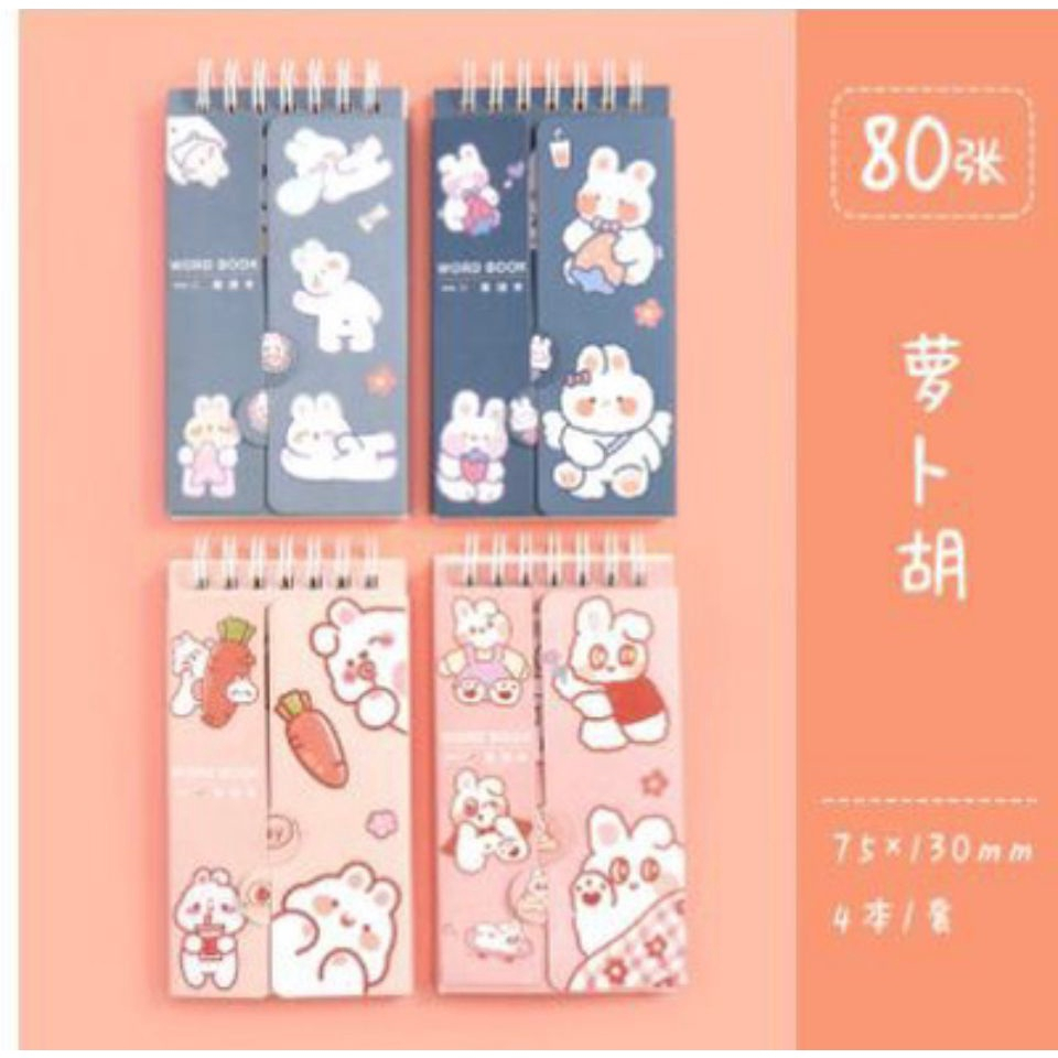 NOTEBOOK  Note Book Ring Panjang Lucu Bear Bunny Korea Lucu Cover Lipat