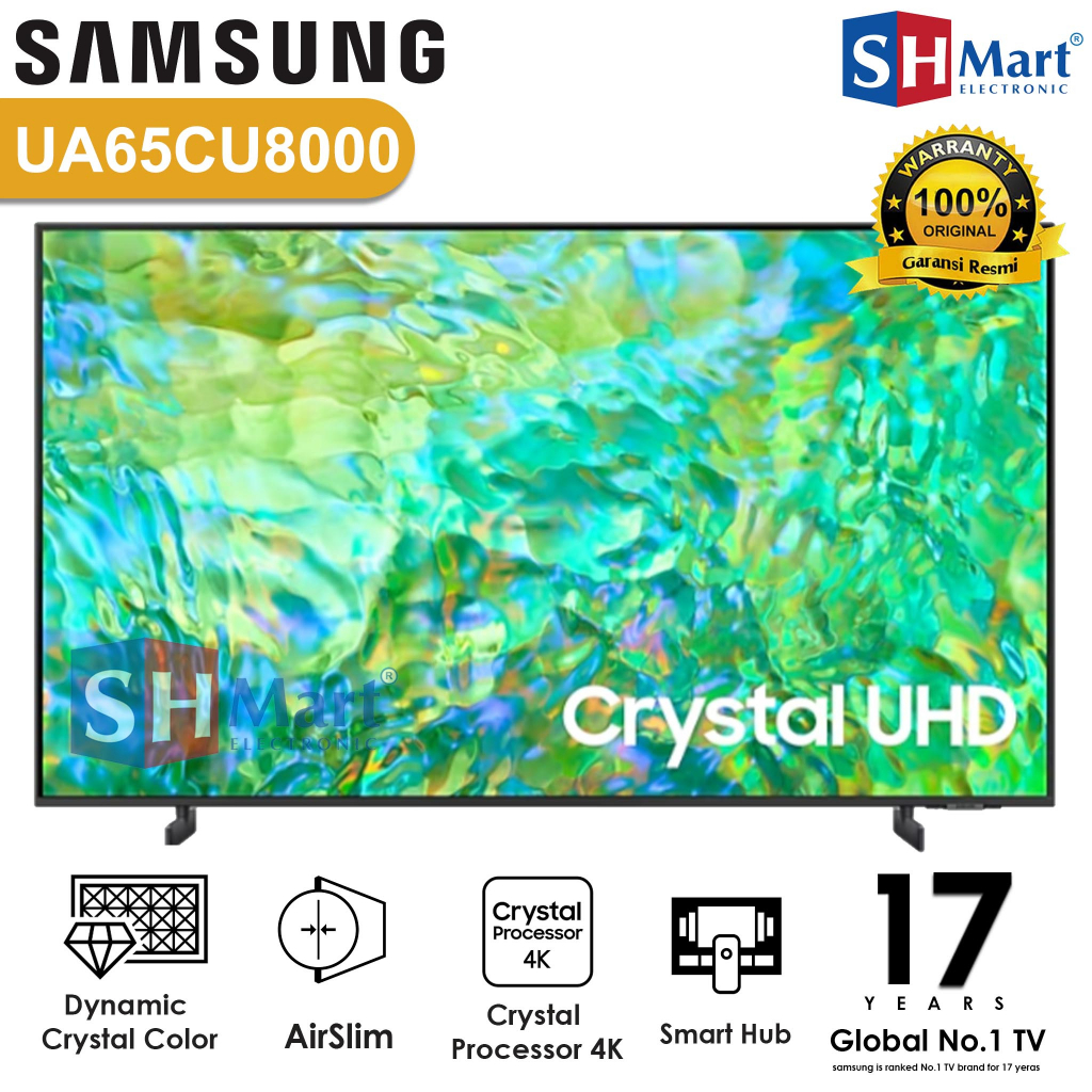 SMART TV SAMSUNG 65 INCH 65CU7000 / 65CU8000 CRYSTAL UHD 4K GARANSI RESMI NEW 2023