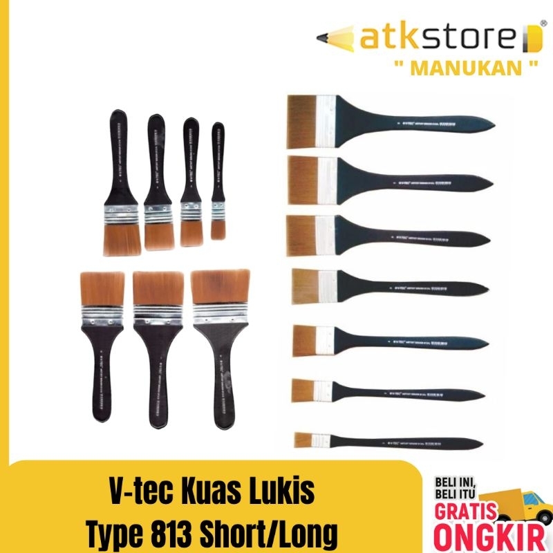 

Kuas Lukis V-TEC Type 813 Short / Long Handle || kuas lukis flat lebar