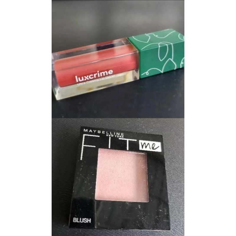 [PAKET HEMAT] Luxcrime Ultra Creamy Lip Velvet + Maybelline Fit Me Blush (Preloved/Bekas)
