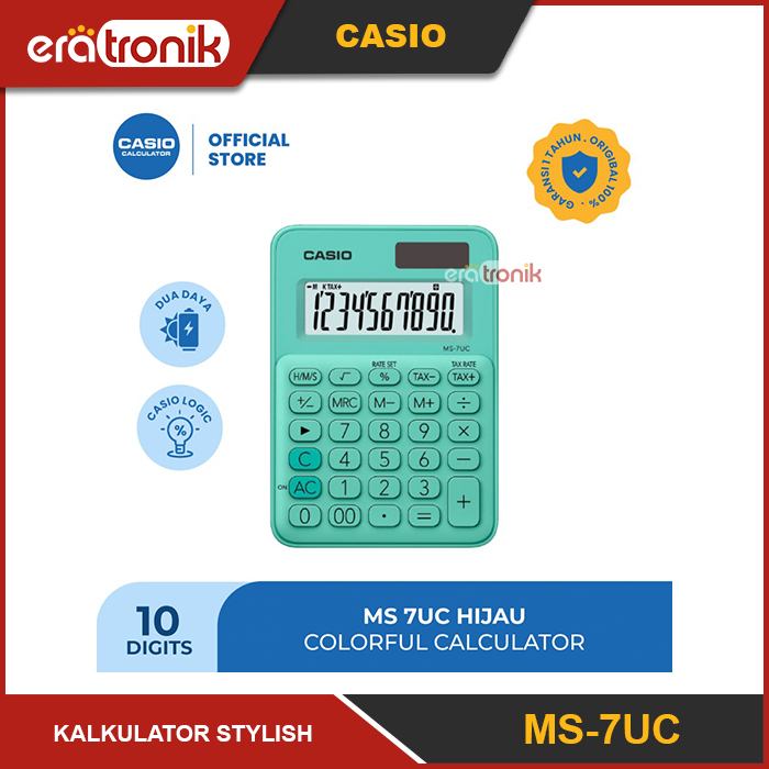 

Kalkulator Casio MS-7UC Green Kalkulator Stylish Kalkulator Colorful
