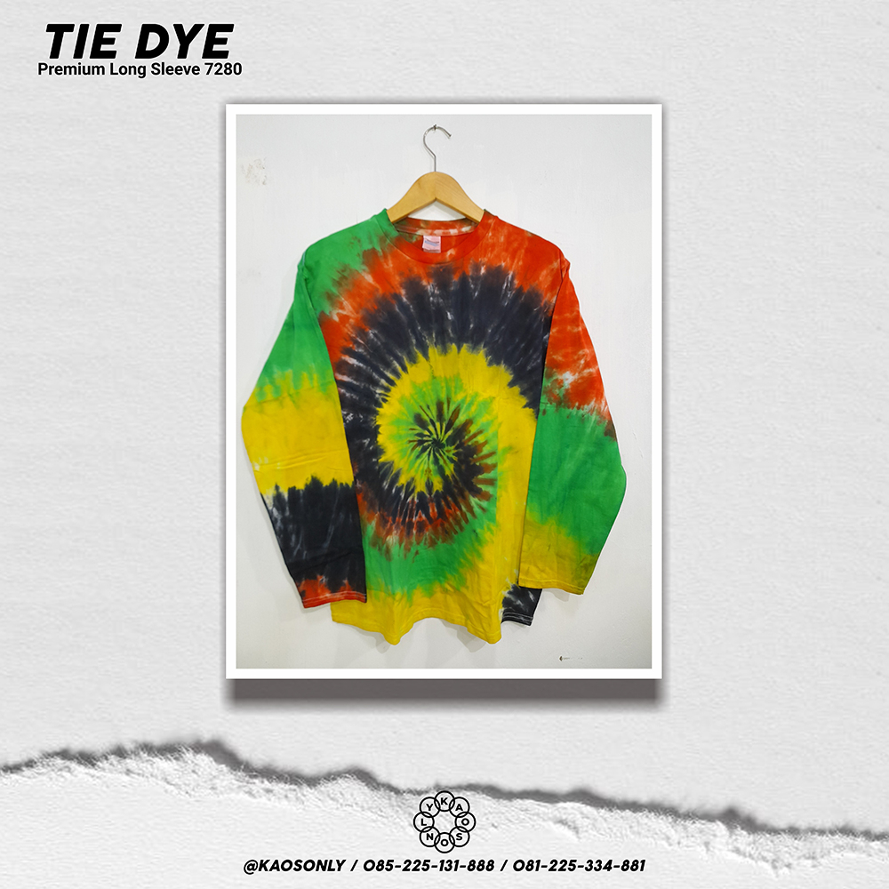 Kaos Tie Dye Panjang NSA premium Hijau Orange Hitam Kuning
