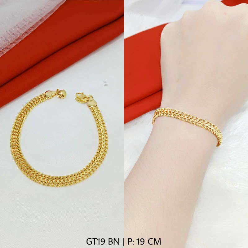 Gelang titanium lapis emas 24k