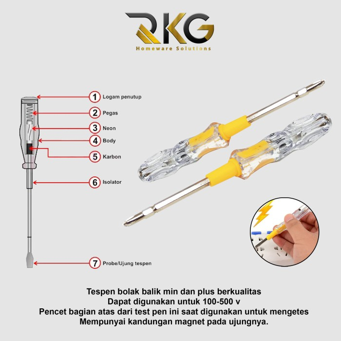 Obeng Bolak Balik Testpen Tespen Medium 16 Cm