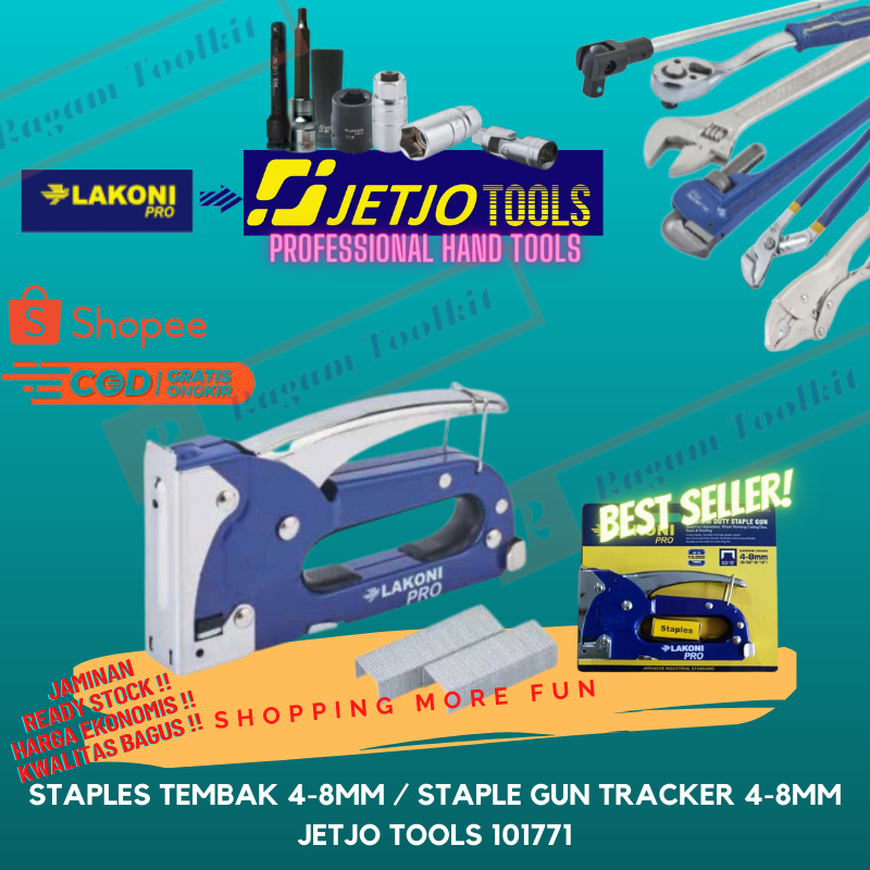 

Jetjo Tools Staples Tembak Staple Gun Tracker Medium Duty 4 - 8MM Lakoni Pro