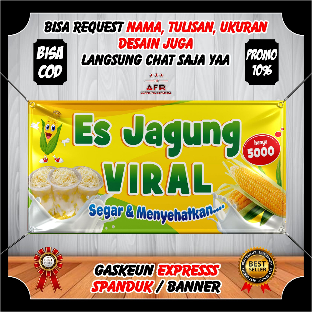 Spanduk/Banner/Backdrop ES JAGUNG VIRAL KEKINIAN Custom