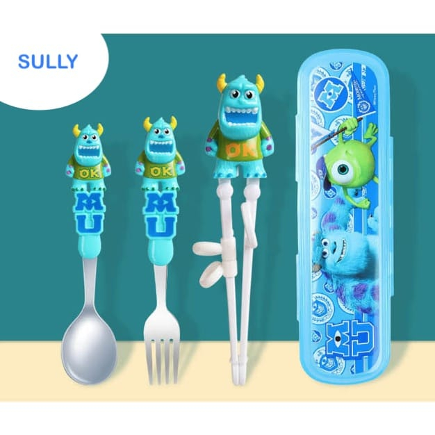 SENDOK SET DISNEY 3IN1 (SENDOK, GARPU, SUMPIT) / TRAINING CHOPSTICK SET DISNEY CARS FROZEN RAPUNZEL