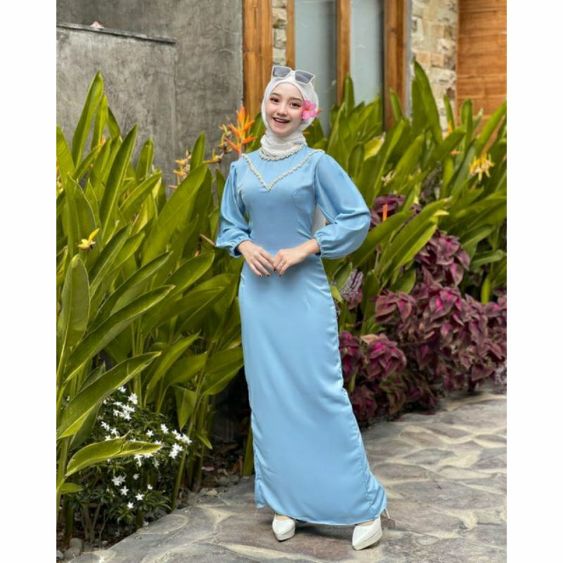 Gamis pesta kekinian/ Gamis pesta terbaru/ Gamis Satin/ Gamis Remaja