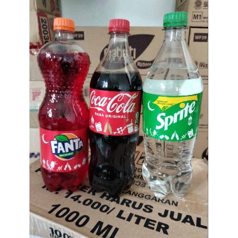 

Fanta/Coca-Cola/Sprite 1 Liter (1000 ml) 1 Pack isi 12 Botol