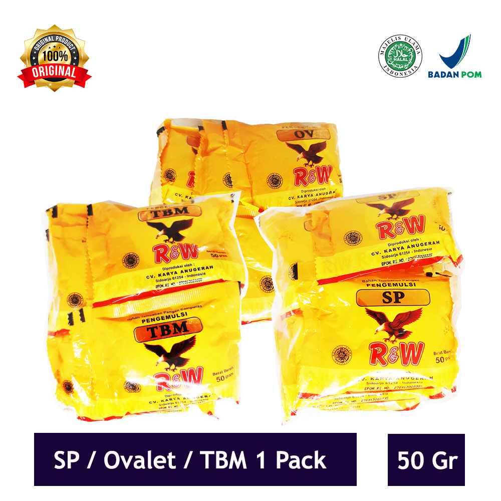 Emulsifier SP Ovalet TBM Pengemulsi Pelembut Pengembang Kue Roti Rajawali R&amp;W RW 50 gr 1 Pack