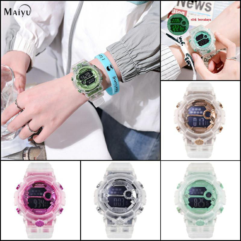 Jam Tangan Wanita A0094Transparan Anti-Olahraga Jam Tangan Elektronik