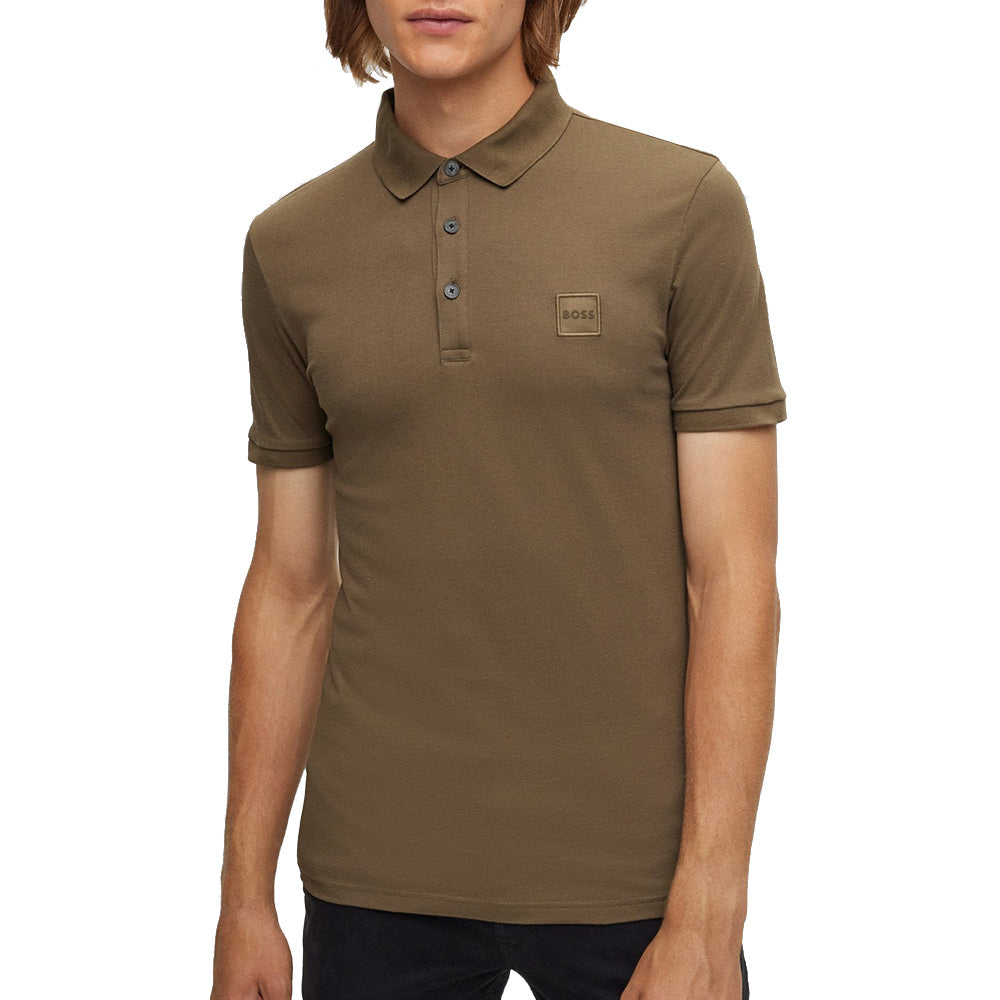 Hgo Boss Passenger with Logo Patch Slim Fit Polo Shirt Brown