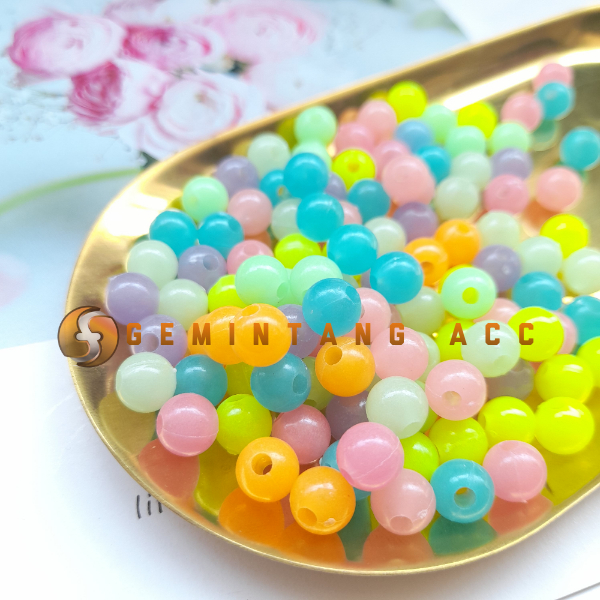 (60 Pcs) Manik Mote Bulat Jelly Mint Bahan Meronce DIY