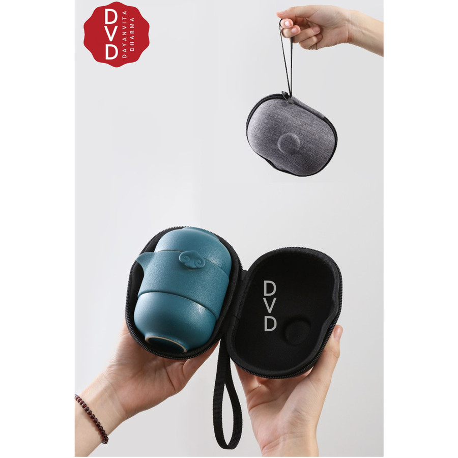 Ceramic Tea Set Portable 1 Pot 2 Cups - Tea Pot Set  - Set Cangkir Teh