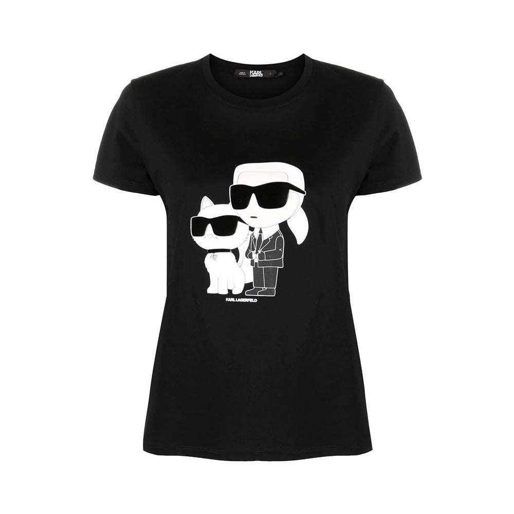 Krl Lagerfeld K/Ikonik 2.0 Karl &amp; Choupette T-Shirt Black