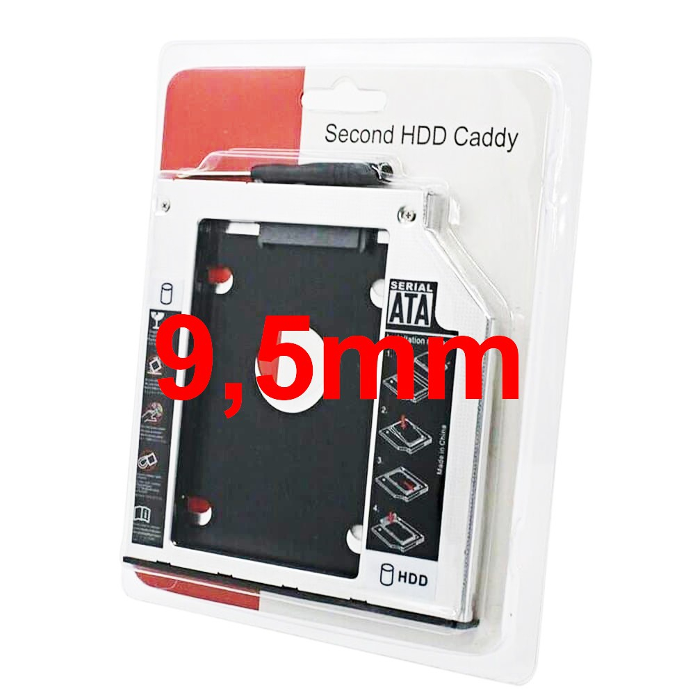 TUKUYU-TERLARIS SSD HDD Caddy Slim 9.5mm 12,7MM SATA DVD Slot Hardisk - 9.5MM