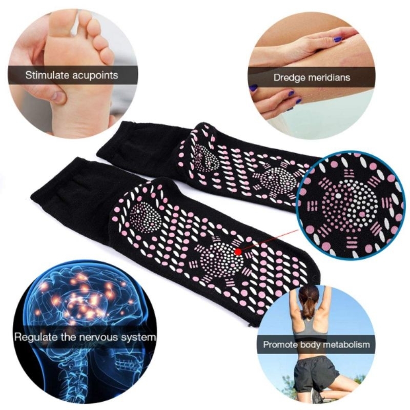 KAOS KAKI TERAPI PEMANAS PENGHANGAT TELAPAK KAKI AKUPUNKTUR PENGISIAN MENINGKATKAN SIRKULASI DARAH MEREDAKAN RASA LELAH PEGAL NYERI MAGNETIC TOURMALINE FOOT MASSAGE SOCKS