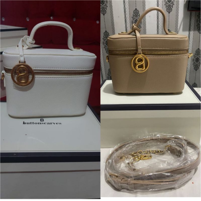 Buttonscarves Anna vanity bag in sugar n beige