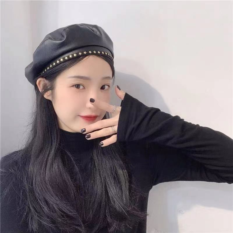 Topi Baret Wanita Dewasa Fashion Korea Motif Bintang Beret Perempuan Cap Lebar Kasual Selebgram Trend Artis f2