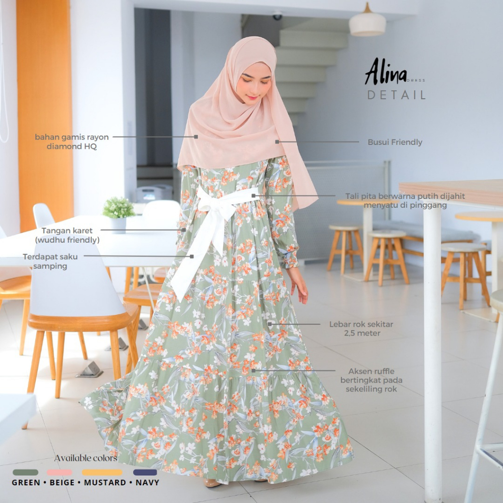 Riskirich Alina Gamis Homedress Busui Rayon Premium Super Nyaman Termurah