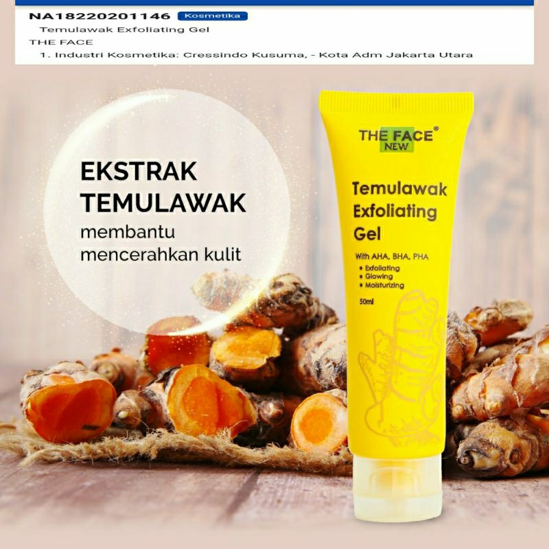 THE FACE TEMULAWAK EXFOLIATING GEL BPOM 50ml Original / AHA BPA PHA - Mencerahkan dan Mengangkat Sel Kulit Mati