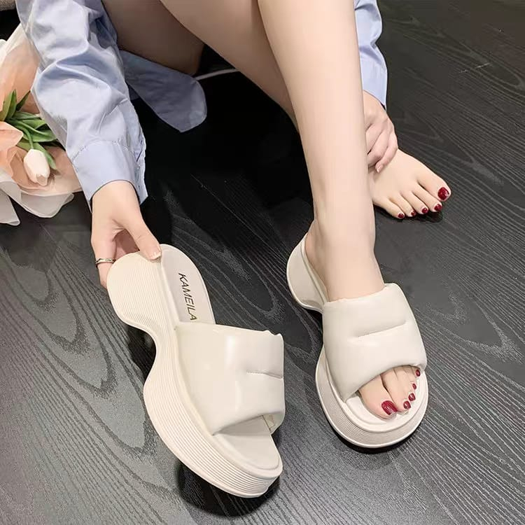 COD POS 456 Sandal Wedges Kasual Slip On Kualitas Premium Sintetis