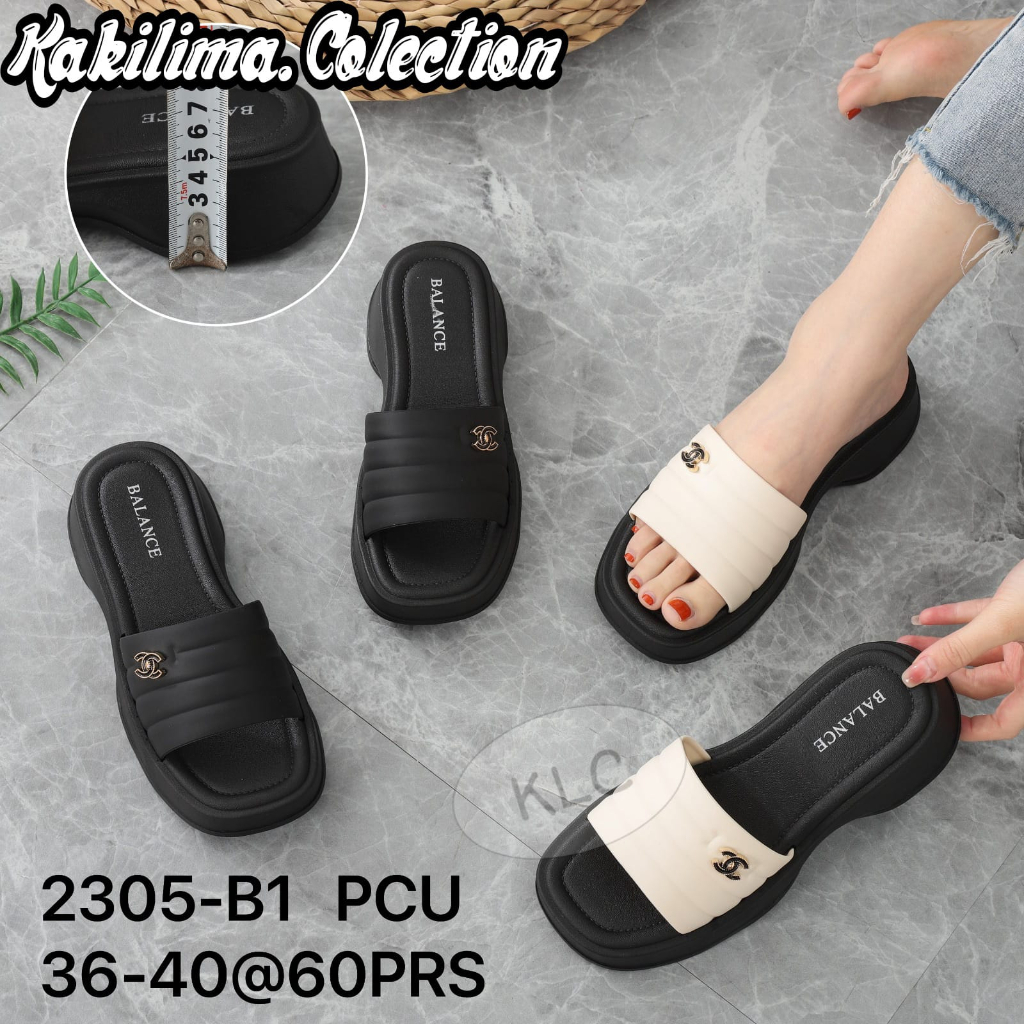 Sandal slip on wanita weges karet jelly perempuan balance 2305-B1