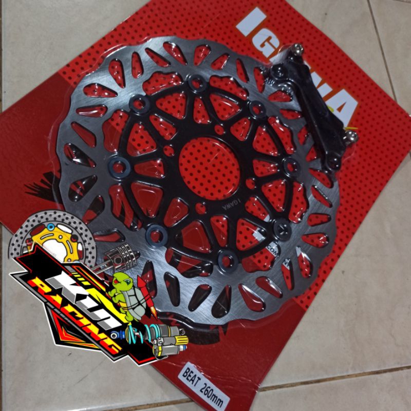 disc piringan cakram depan lebar 260mm plus breket md KTC BULAT PSM kembang BLACK-GREY motor honda b