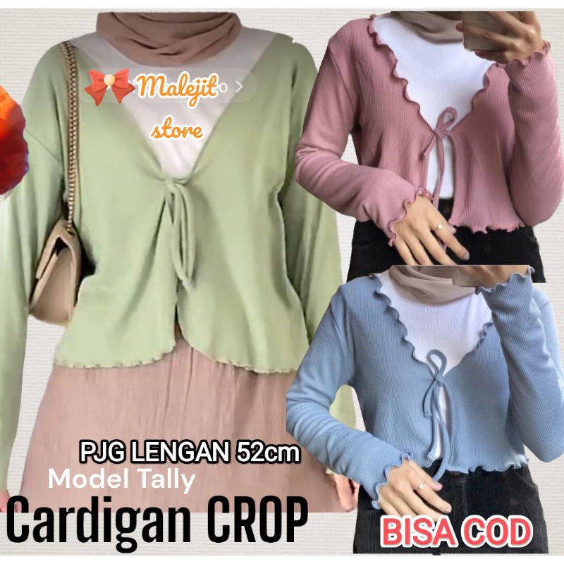 [COD]CARDIGAN Crop korean RAJUT RIB model tally trend masa kini