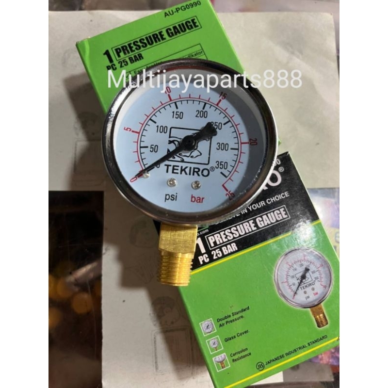 Tekiro Pressure Gauge Amper Ampere Manometer Meteran Angin Kompresor 25 Bar