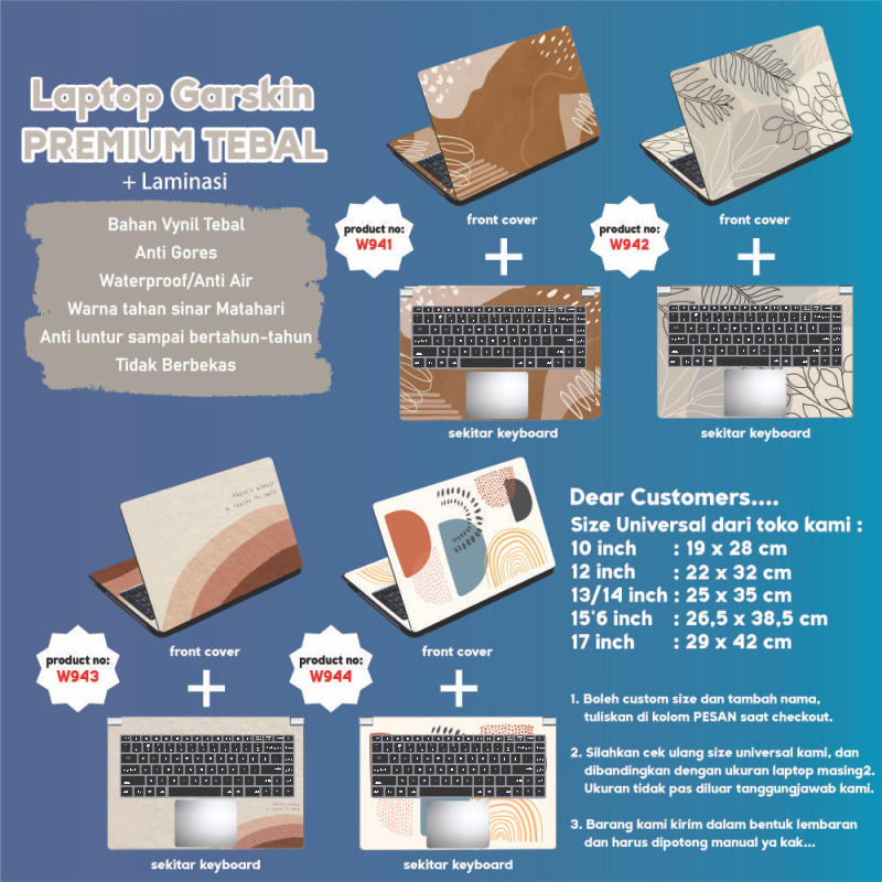 Garskin Laptop Anti Gores Memphis Brown Nude Aesthetic Premium Full set 10 12 13 14 15 inch Universal Untuk Semua Merk Laptop