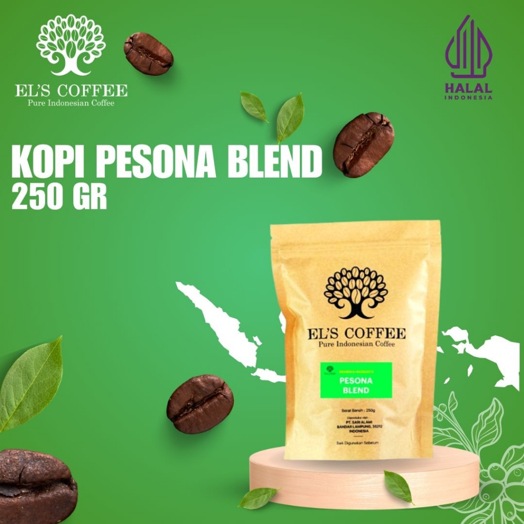 

E'ls Coffee Pesona Blend Arabika Robusta 250Gr Pure Indonesia Coffee Beans / Kopi bubuk, Biji kopi