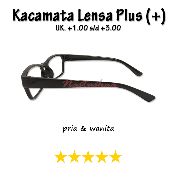 Kacamata Plus (+) Bingkai Hitam Kotak Untuk Pria dan Wanita Kacamata Rabun Dekat Uk. +1.00 s/d +3.00 Unisex NOCASE