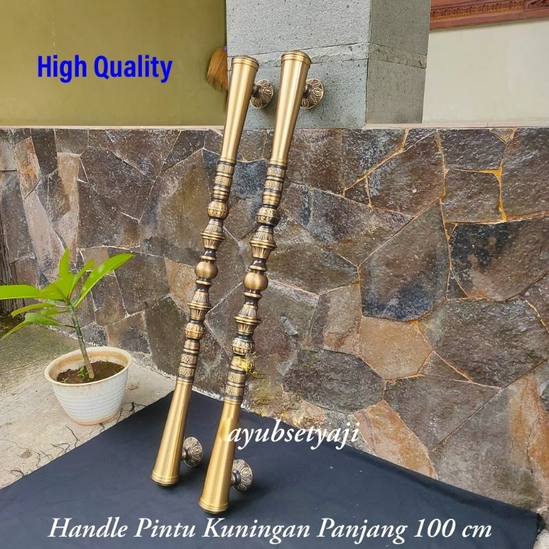 Handle Pintu Rumah Kuningan Motif Godo Polos Ukir Antik panjang 100 cm 2 pcs Gagang pintu klasik 1 m