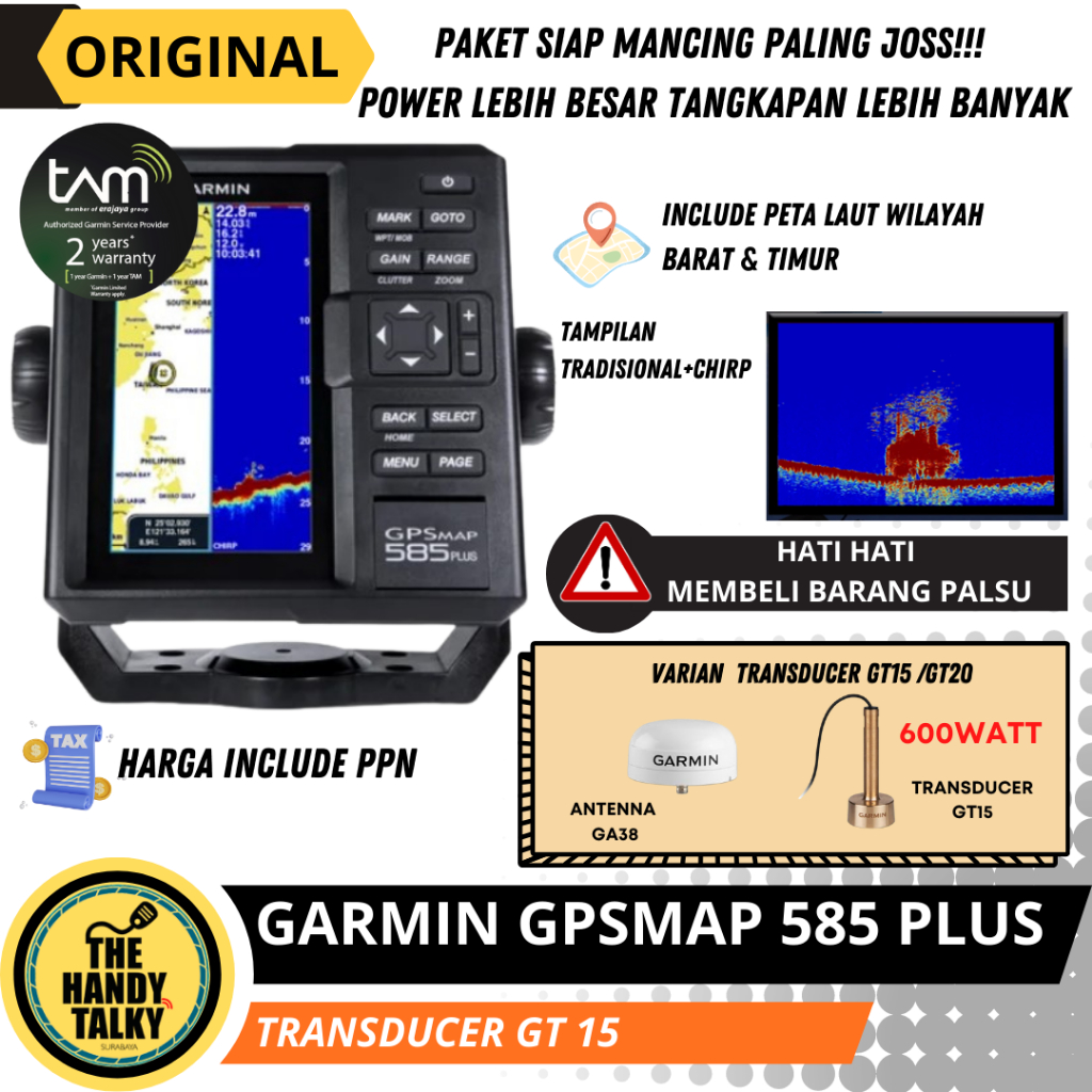 Garmin GPSMAP 585Plus Display GT15M-TH With Antenna GA38 NEW ORIGINAL GARANSI RESMI TAM