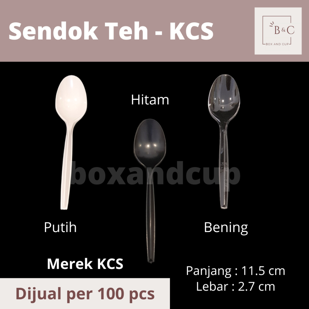 Spoon Sendok Kecil Teh Plastik Jelly / Pudding / Agar / Es Krim Putih, Bening, Hitam Merek KCS & Vic