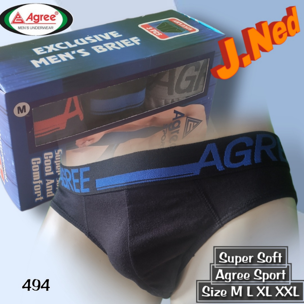 J494T (3PCS) CELANA DALAM PRIA AGREE PER BOX SIZE M, L, XL, XXL