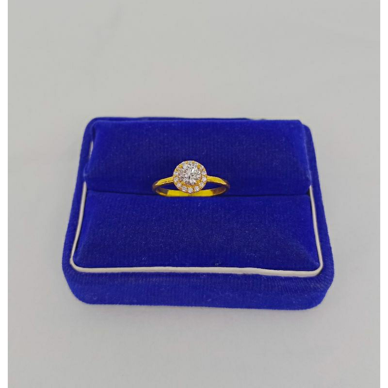 cincin solitaire mp kell/perak asli silver 925 lapis emas/perhiasan fashion wanita terbaru