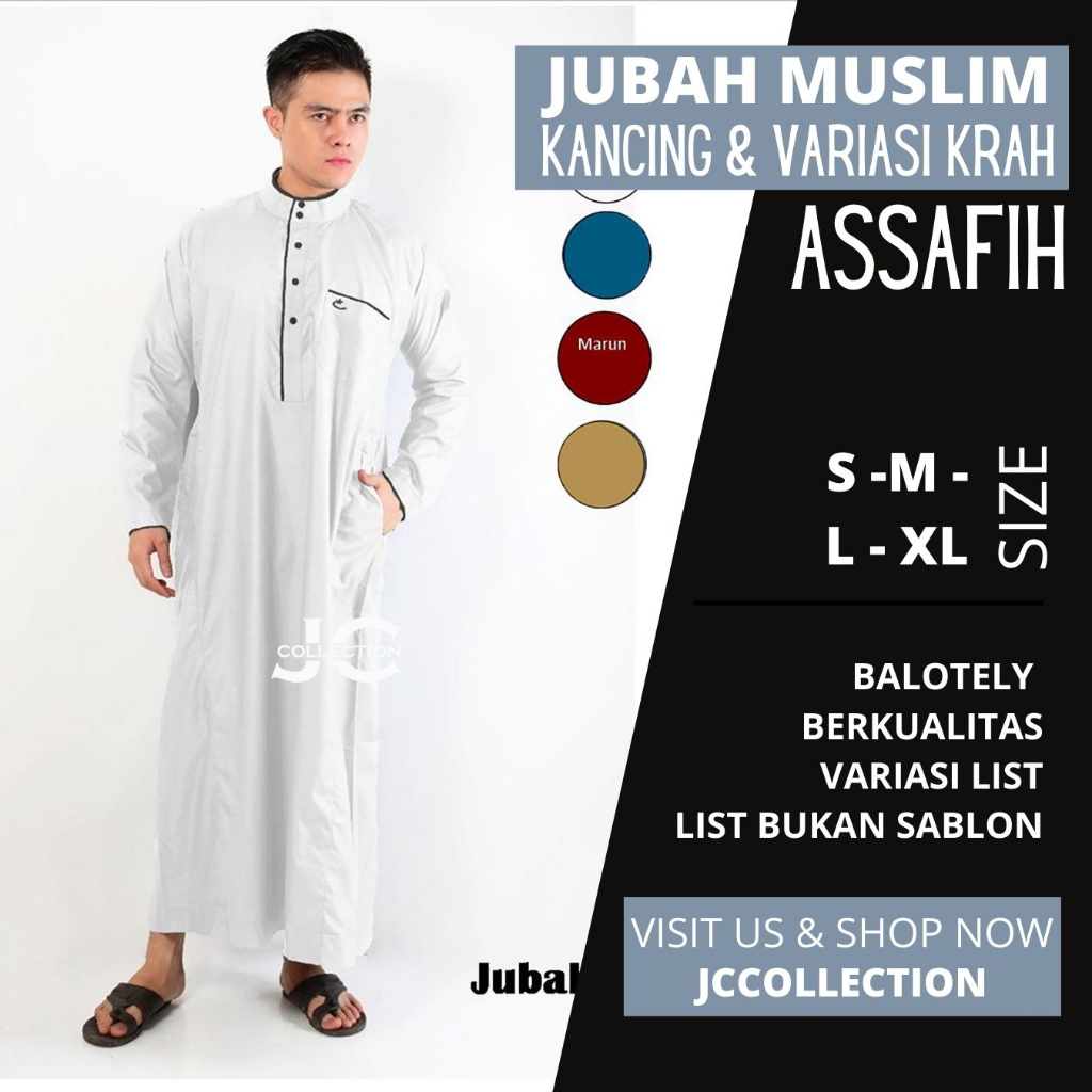 Jubah Baju Muslim Pria Assafih / Jubah Baju Koko Lengan Panjang Pria - JCCollections