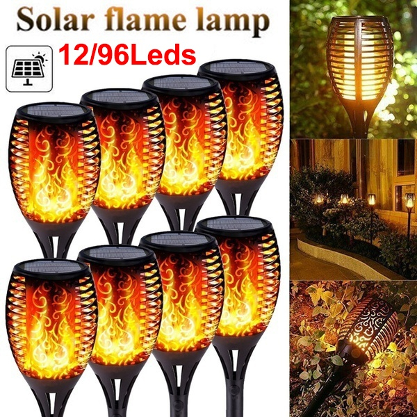 Lampu Taman Solar Api LED Dengan Desain Torch Light Berkedip Lampu Jalan Rumput Luar Ruangan untuk Teras Taman / Outdoor Solar Torch Flame Light