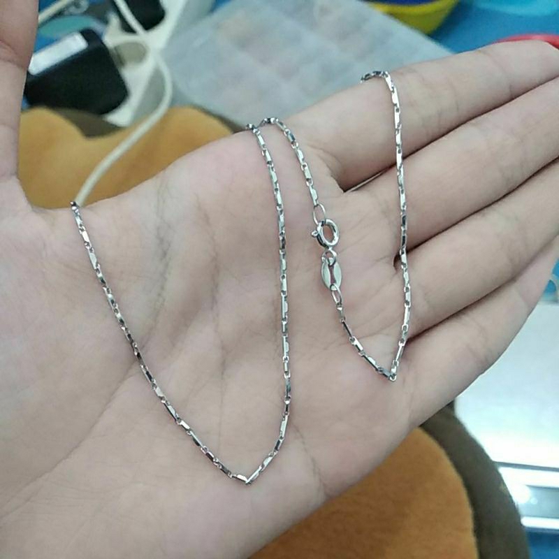 kalung rantai bambu mini 55cm/perak asli silver 925 lapis emas