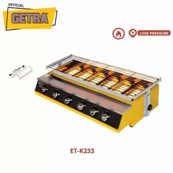 Kompor Panggangan Sosis Gas Getra ET-K233 6 Tungku / BBQ grill Gas Getra