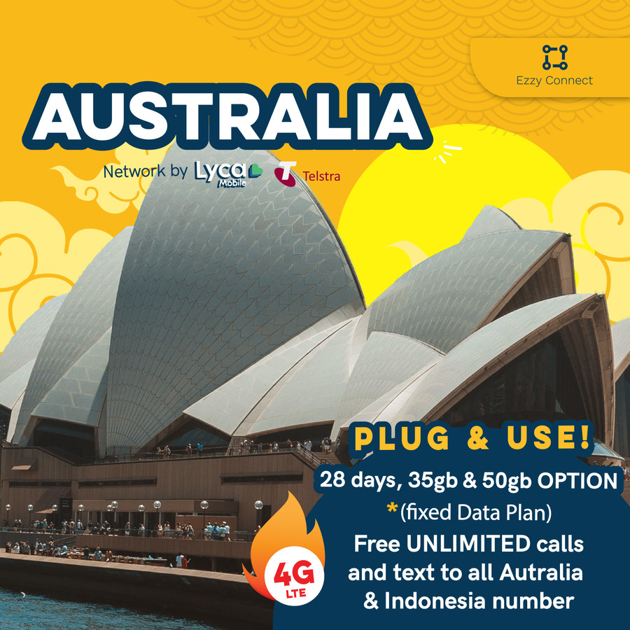 Simcard AUSTRALIA LycaMobile/Telstra 35GB | Unlimited Call &amp; Text To Indonesia