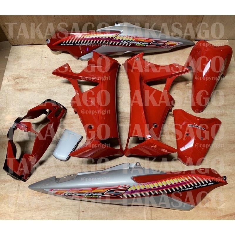 cover body halus full set supra x125 wave merah silver honda supra X wave