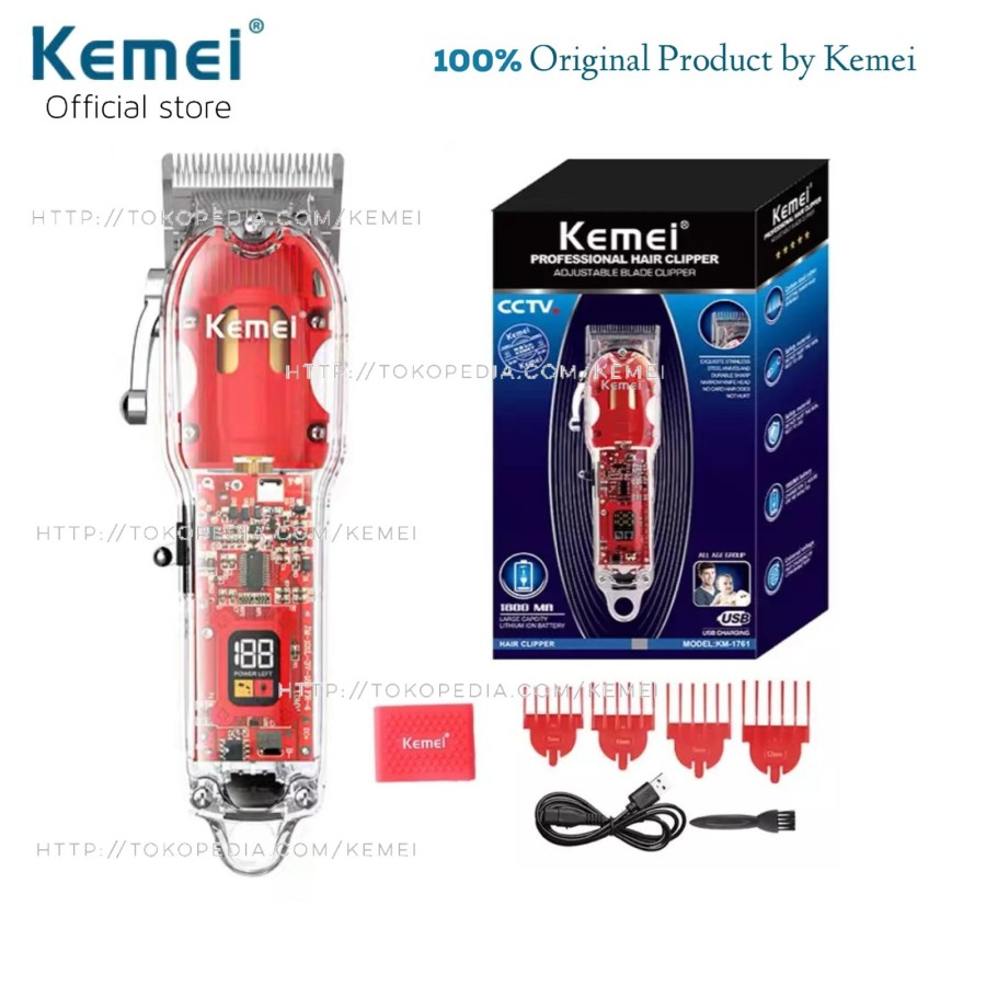 Alat Cukur Rambut Kemei KM 1761 Hair Clipper Turbo LCD Cukuran KM-1761