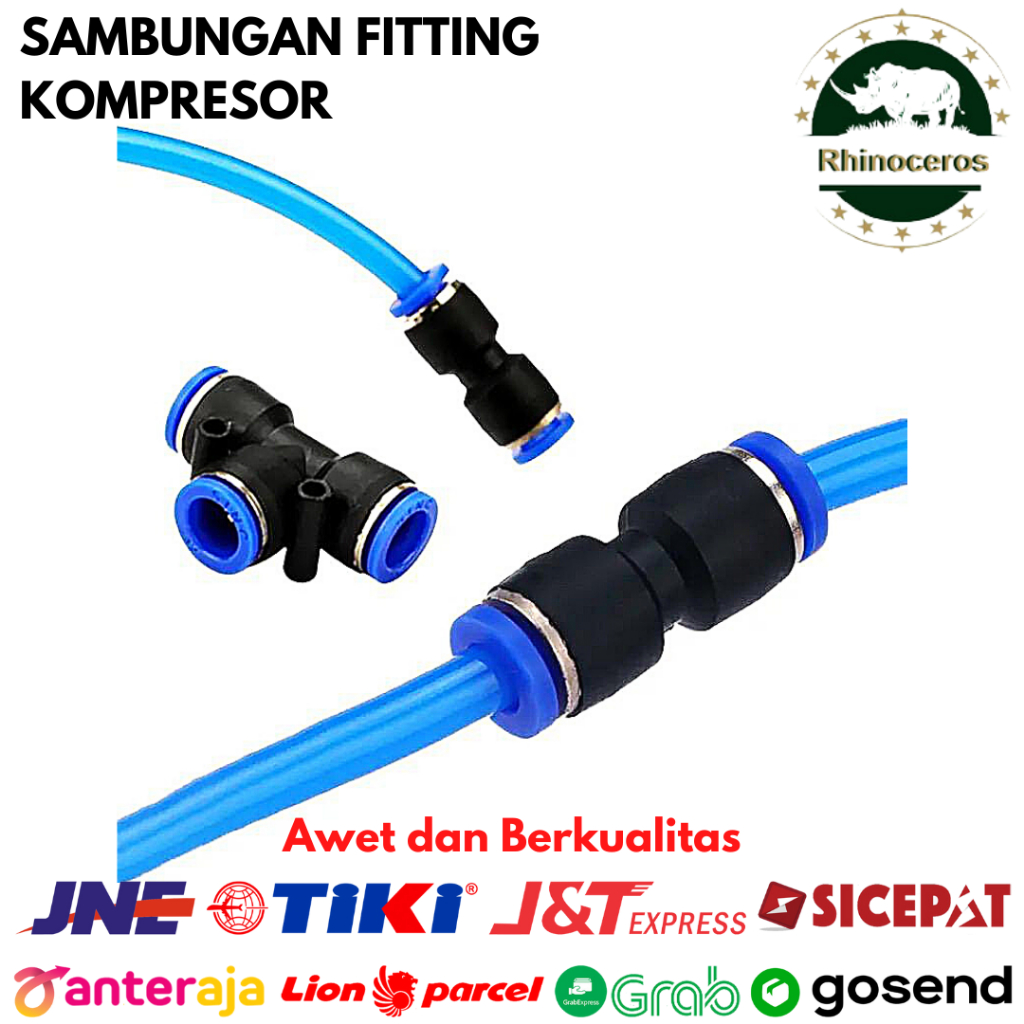 Fitting Pnuematic Reducer Selang Lurus dan Letter T 1/4 Inch