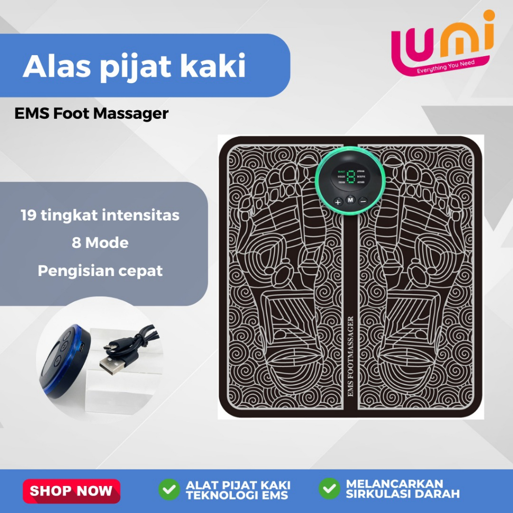 Alat Pemijat Portable Elektrik EMS Foot Massager Kaki Karpet Tikar Pijat Akupuntur Pengisian Meningkatkan Sirkulasi Darah Mengalirkan Listrik Terapi