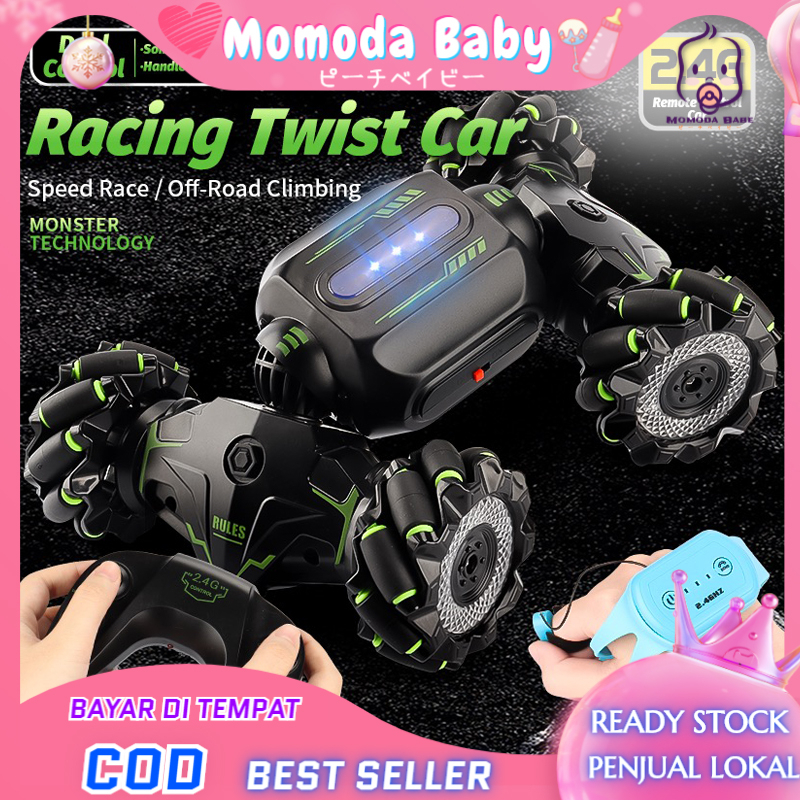 MOMODA  RC Stunt Car Mobil Akrobat Remote Control Dengan Lampu Berwarna Rotasi 360° Kontrol Gerakan Bisa Menyemburkan KabutMobil Remote Control Gesture Sensor Tangan Control Mobil Remote Control Offroad 4x4 Mainan Remote Control Dengan Jam Tangan