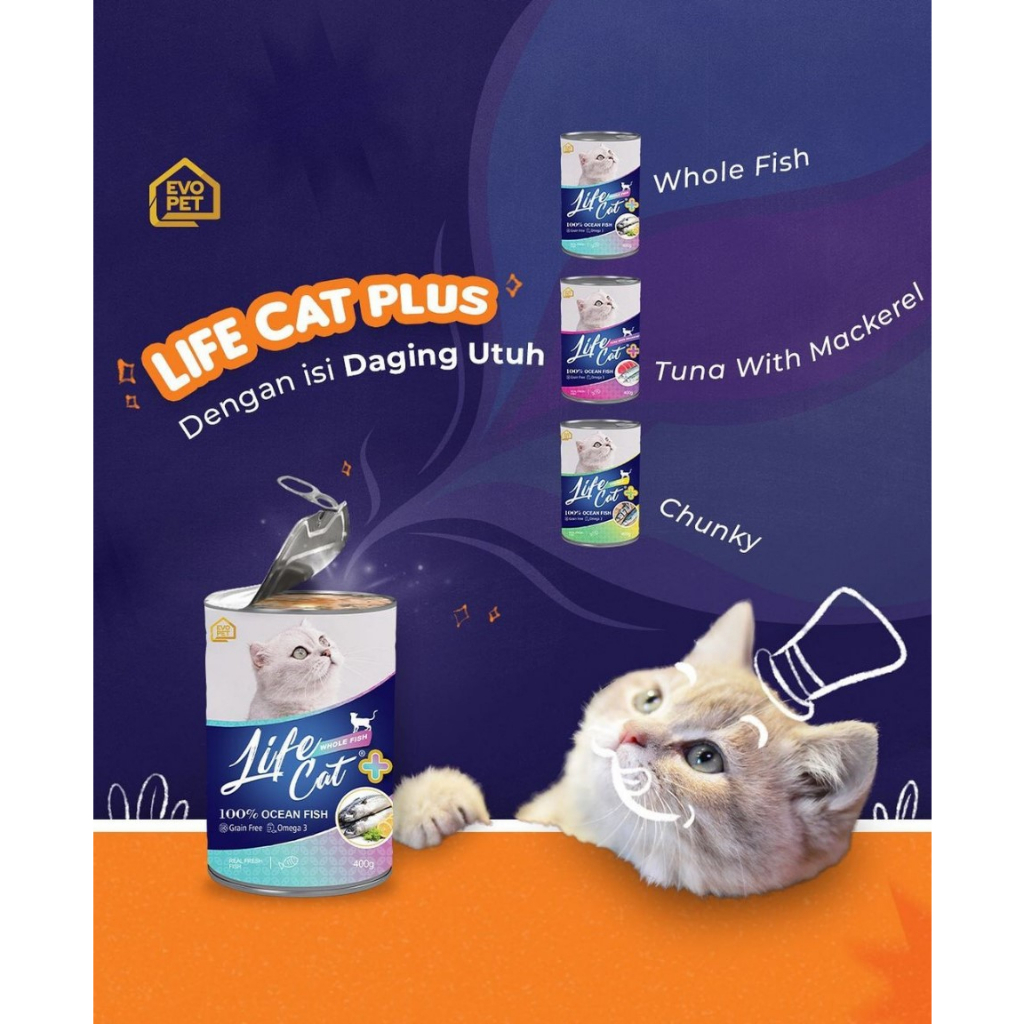 Life Cat Plus 400gr Kaleng Makanan Kucing Basah Wet Food