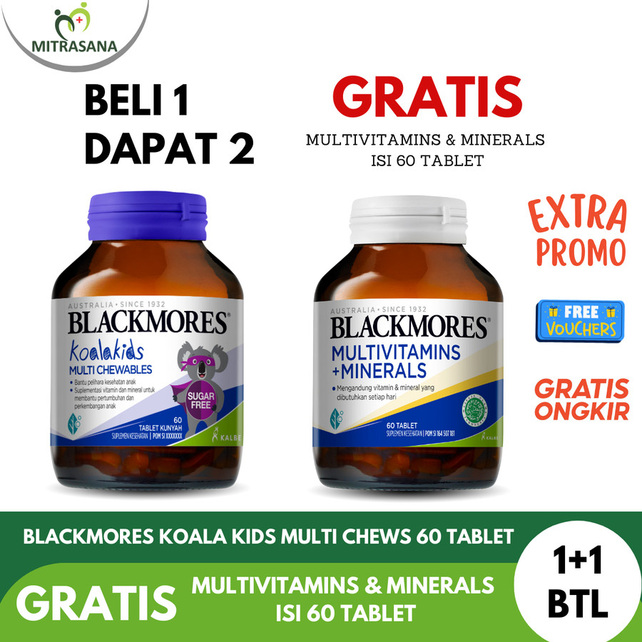 Blackmores Koala Kids Multi Chews (60) Gratis Blackmores Multivitamins Dan Minerals 60 Tablet